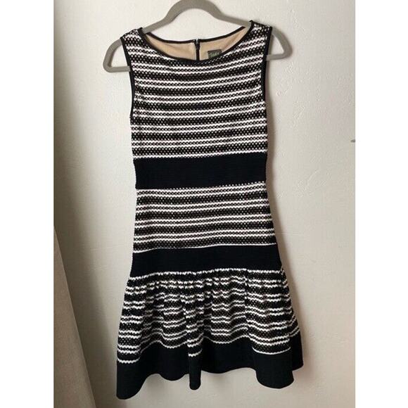 Anthropologie Dress Women's 6 Taylor Black White Stripes Zip Up Sleeveless - Picture 1 of 6